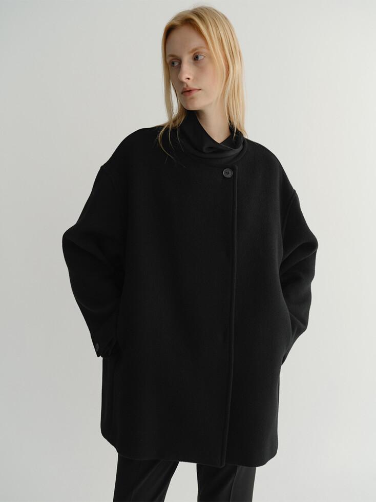 CASHMERE MIEL HALF COAT (BLACK)