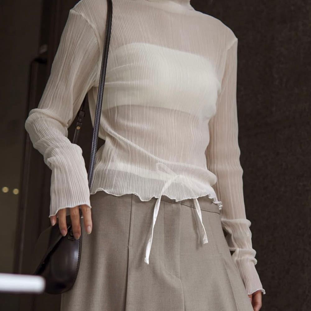 [플레인에떼]플리츠 하프넥 블라우스 (4 color)