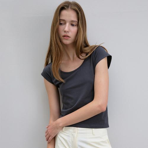 Lean U-neck tee (Charcoal)