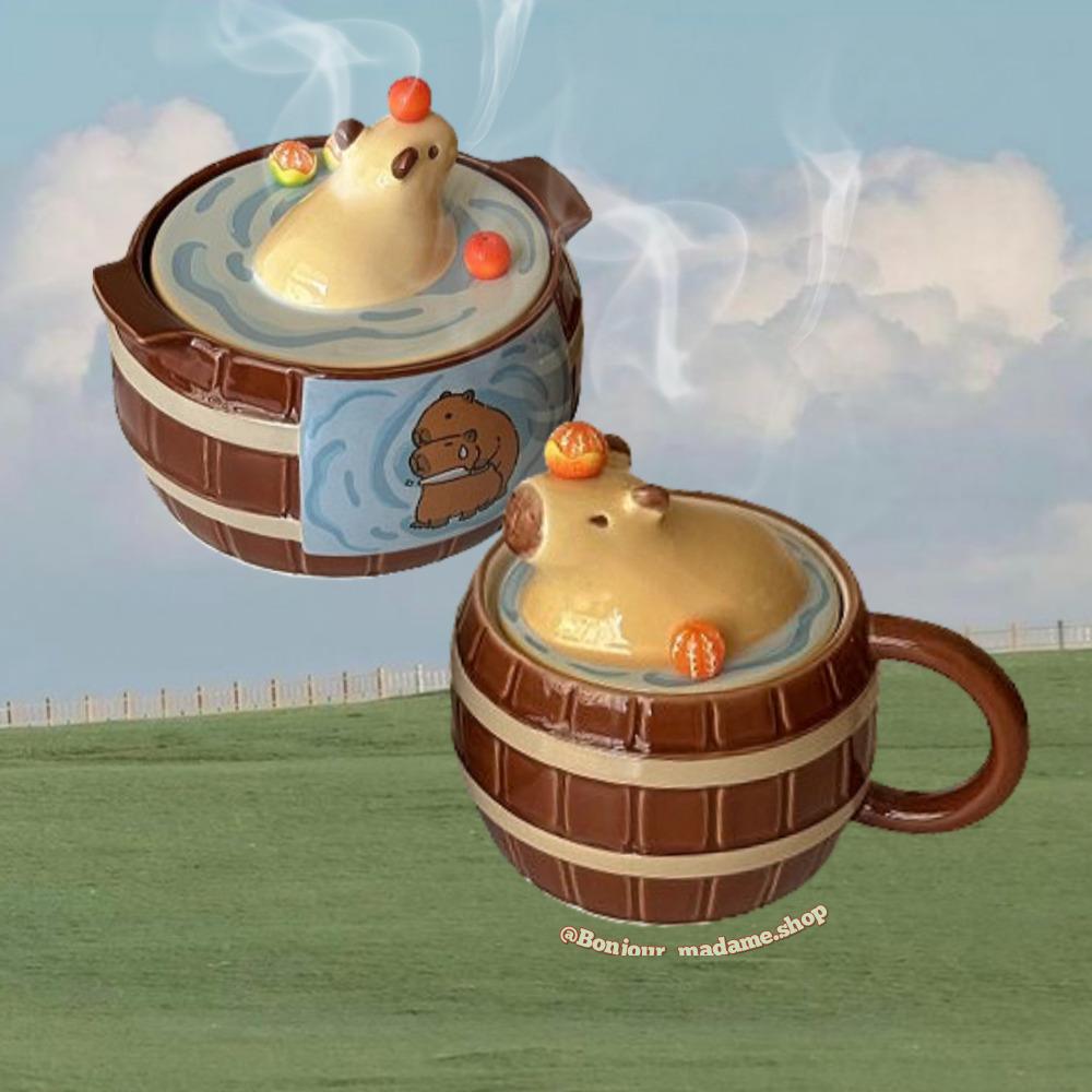 카피바라 머그컵 뚜껑머그 보울