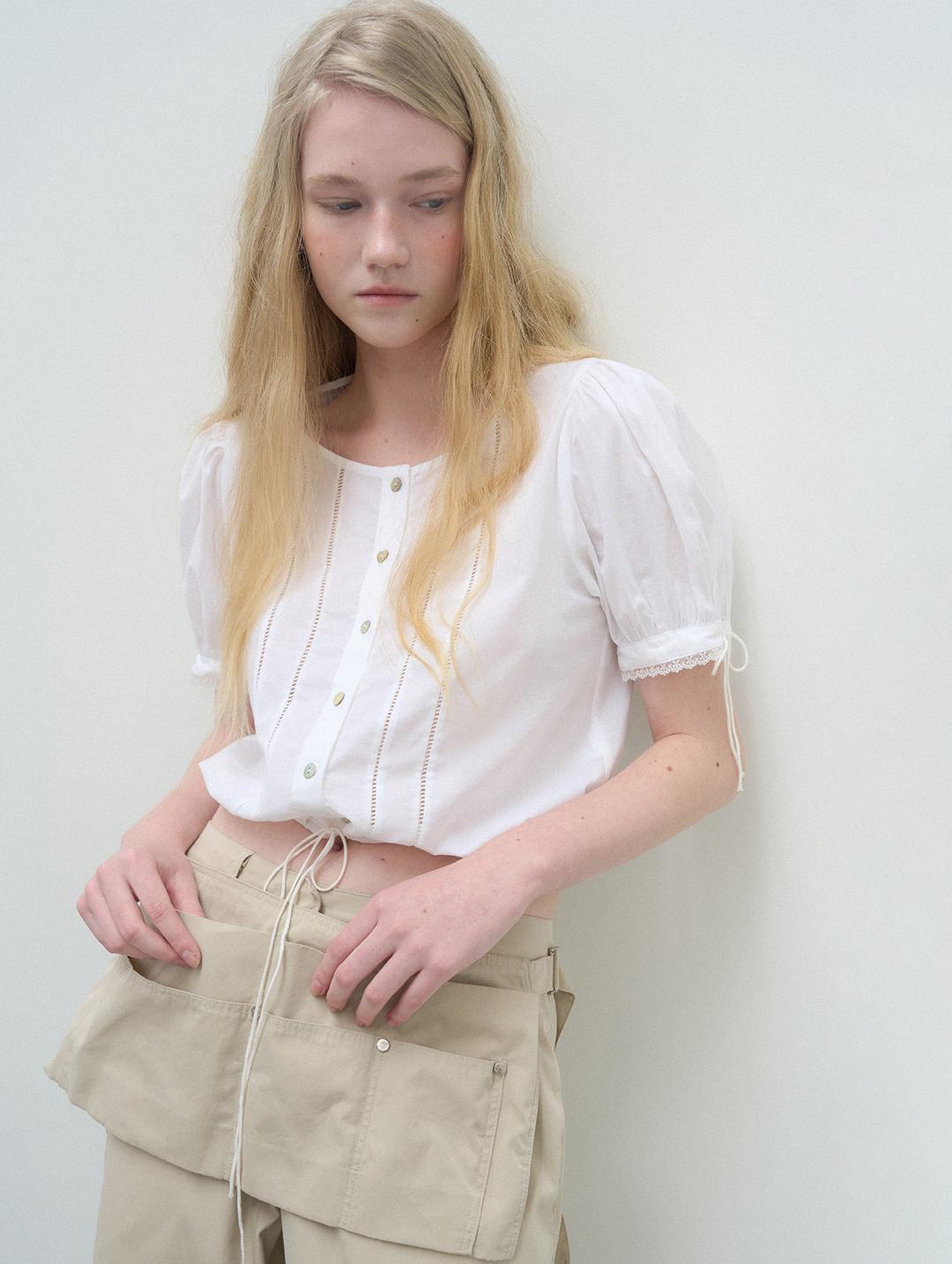 Title cropped blouse - ivory