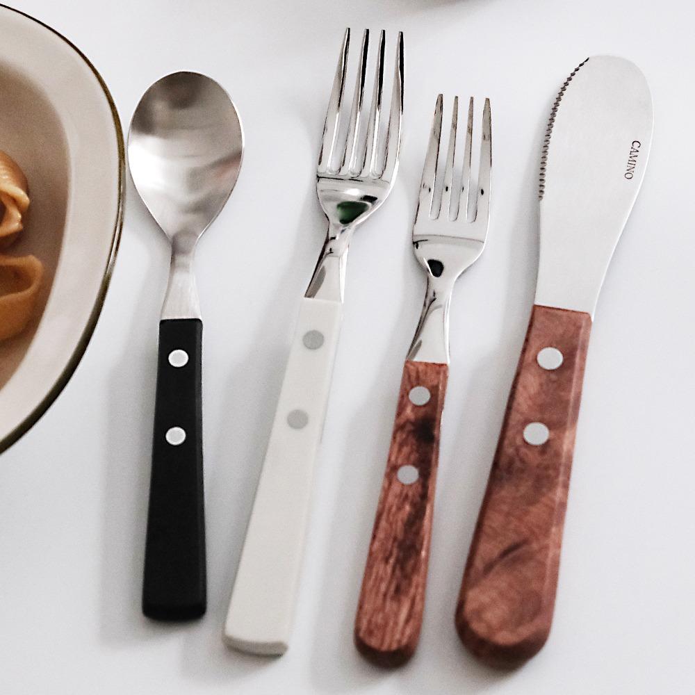 데일리 커트러리  양식기 디저트 스푼 포크 잼 버터 나이프 블랙 디저트 스푼