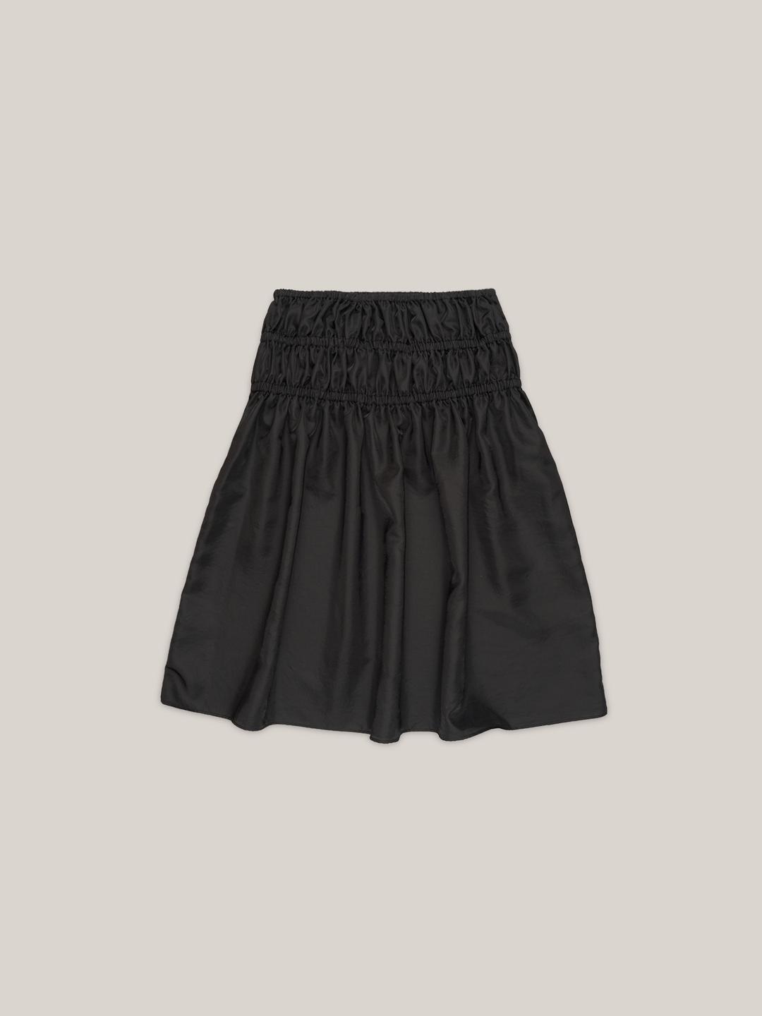 BANDING SHIRRING SKIRT  [ BLACK ]