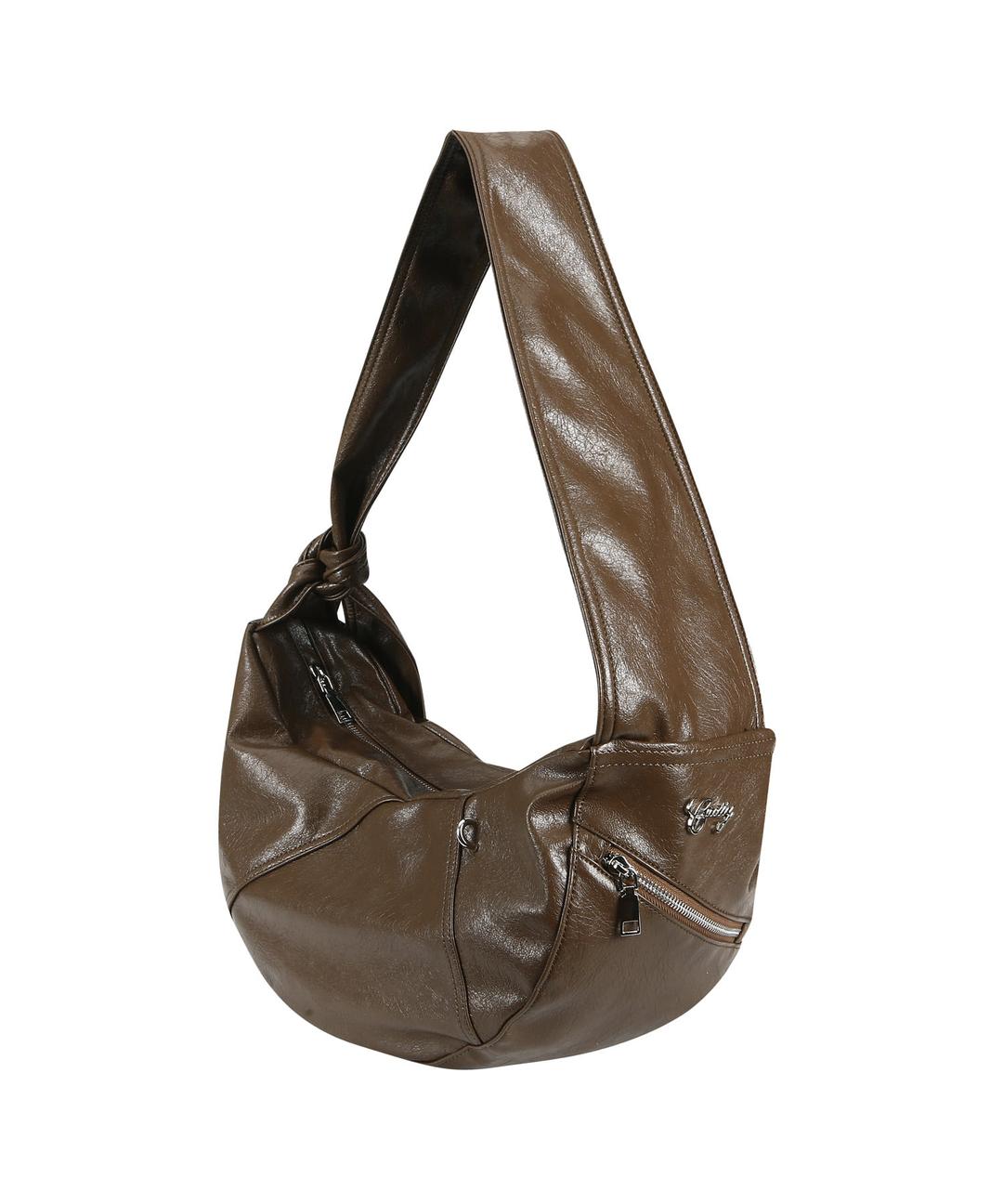 C LOOSE FAUX LEATHER BAG_BROWN
