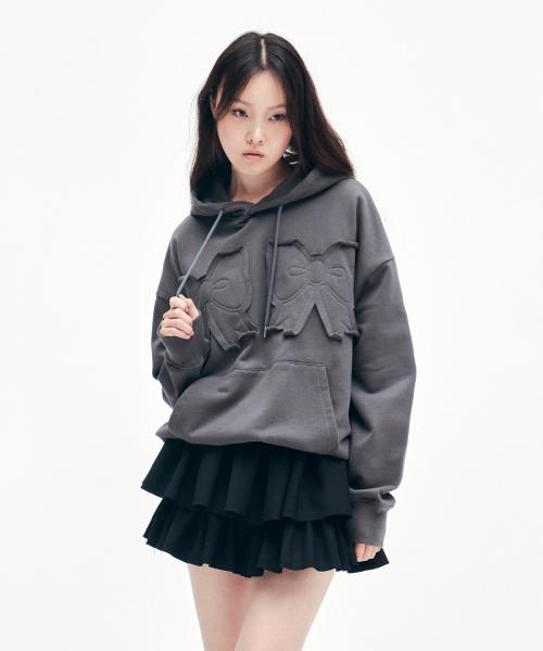 YOUHEE RIBBON HOODIE CHARCOAL