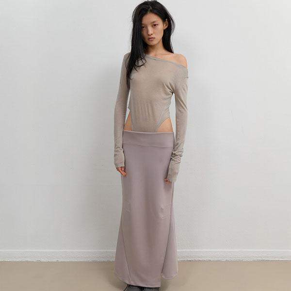 [오호스] Curved Cut Layered Tee Warm Grey OJ25FWTS006WGR