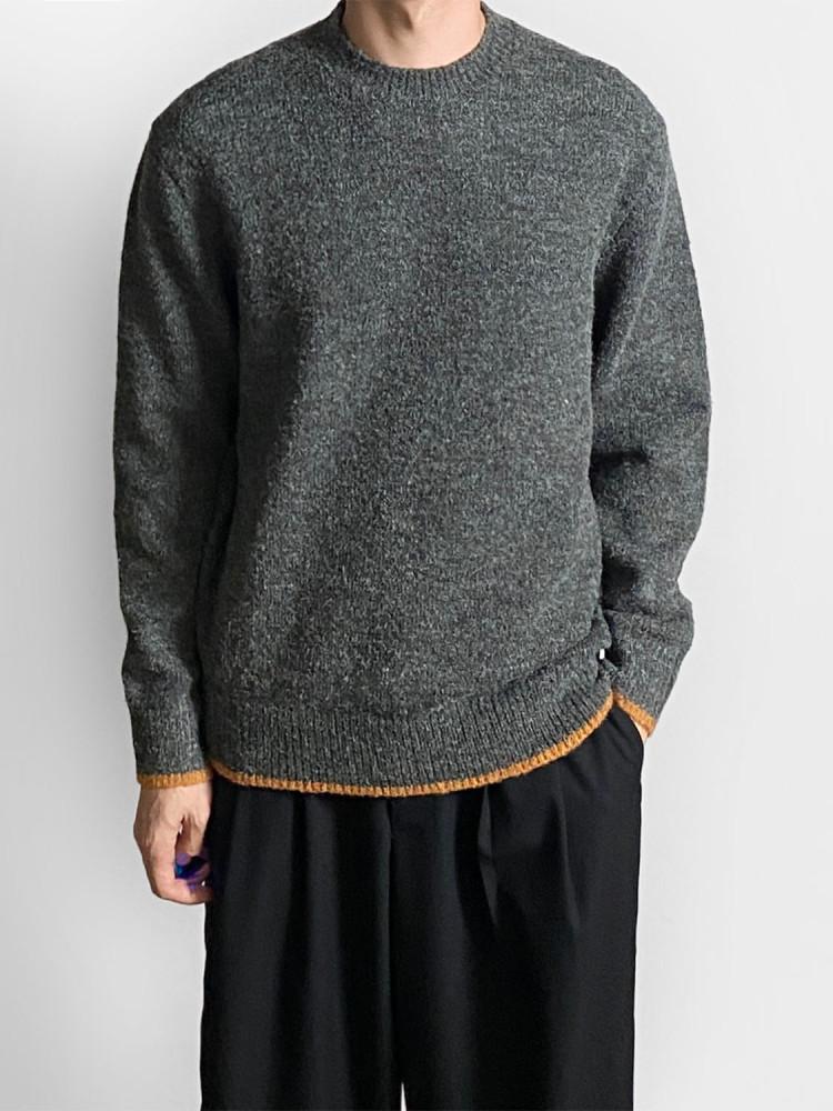 알파카 울 데일리 배색 니트 / 8color