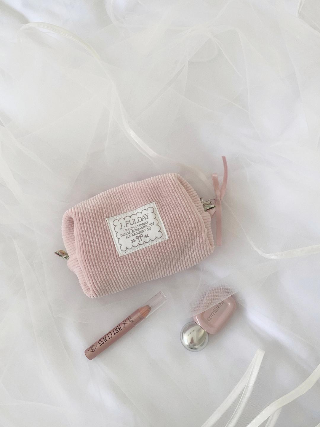 제이풀데이 handmade˚。⋆코듀로이파우치 화장품파우치 코지블룸 핑크 꽃무늬 메이크업 작은 립스틱 핸드메이드 제이풀데이