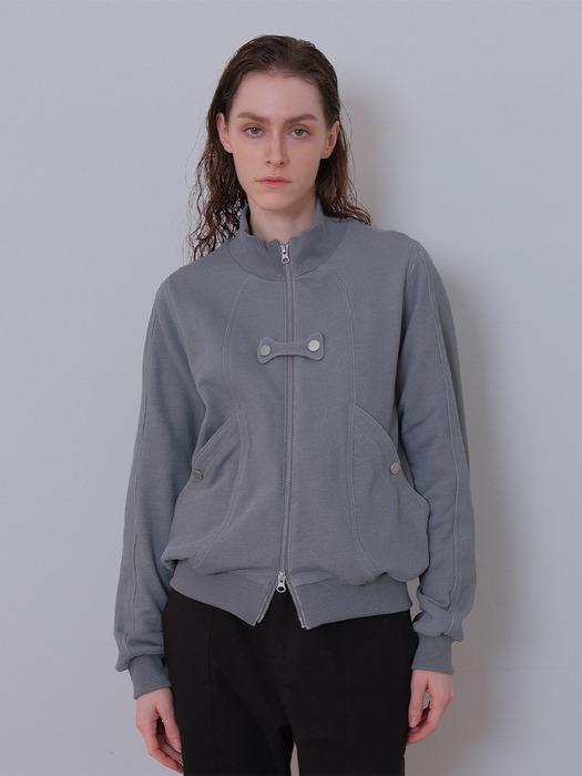 Gray Butterfly Pigment Jersey Zip-up