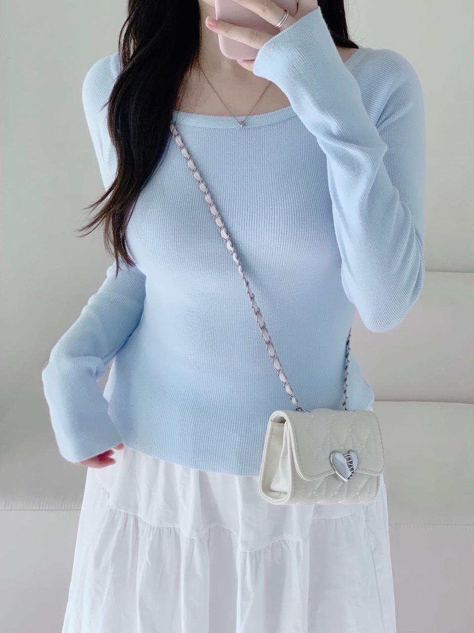 러체 [3col] Pastel round knit 파스텔 소라 핑크 긴팔 니트