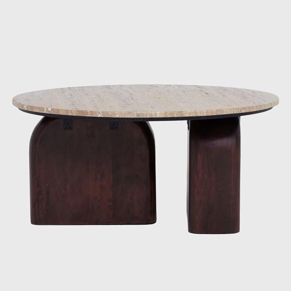 Top Travertine Italian Marble with Wooden legs Coffee Table (DAUST32)