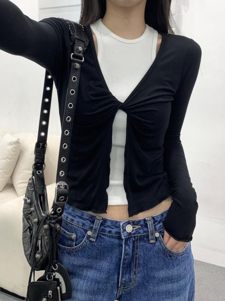 프릴 꼬임 티셔츠 (2col)