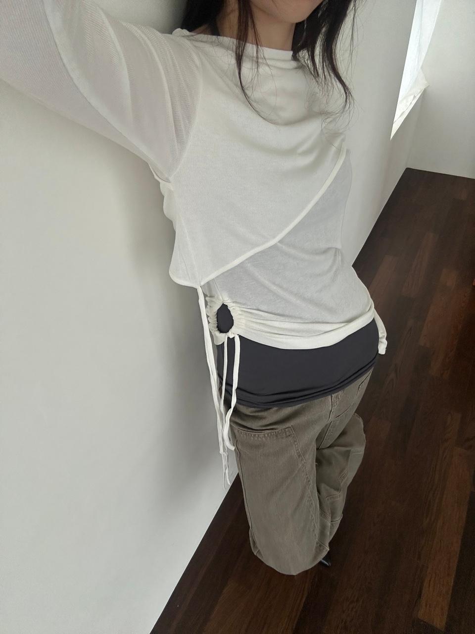 CUT-OUT LAYERED SILK BLEND TEE