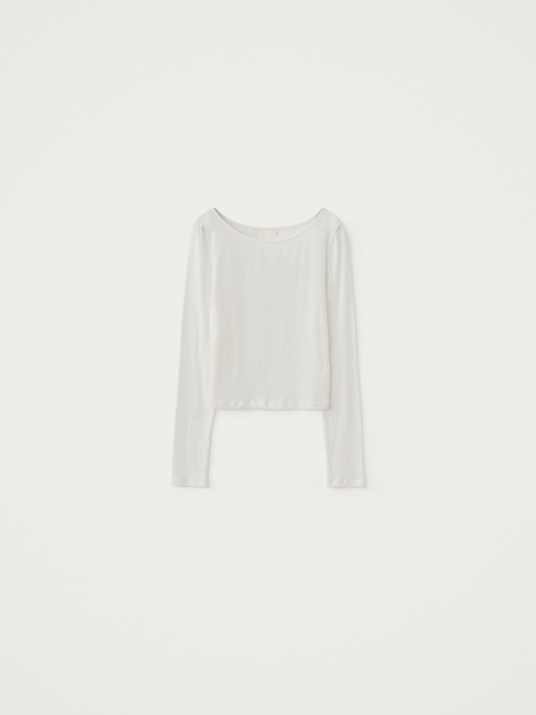 Clara Wide Neck Long Sleeve Top, White