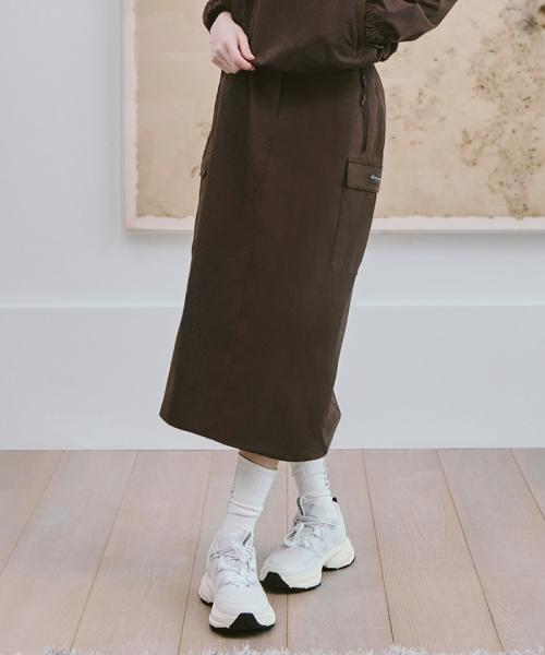 여성 내추럴 우븐 트레이닝 스커트 (Brown)