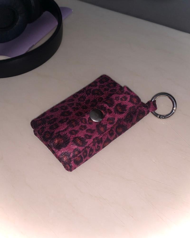 Leopard card wallet(dark pink)
