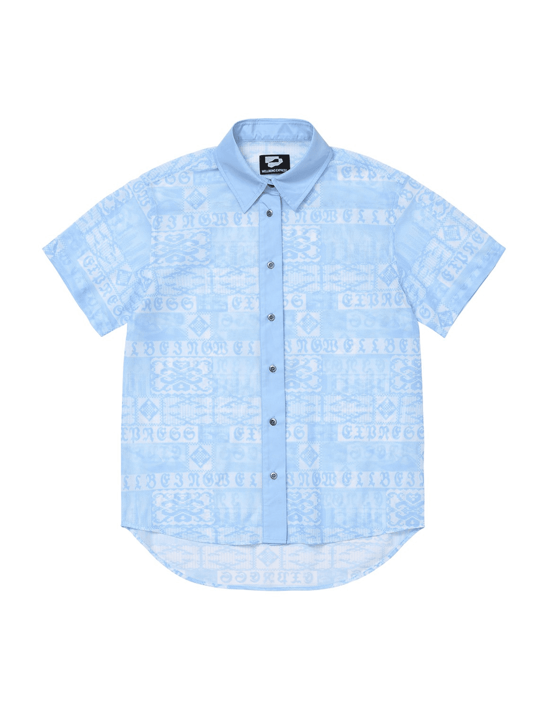 Oversized Mesh Print Shirts Sky Blue