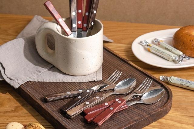 레스토랑 우드핸들 커트러리 테이블/스테이크 4인세트 (2color)