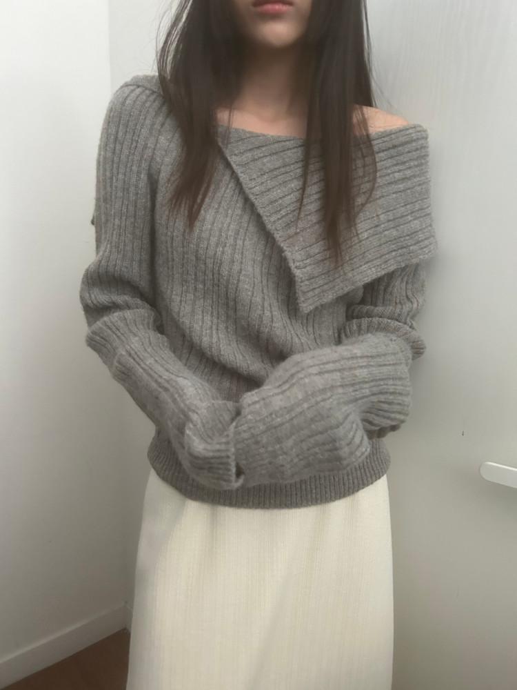 그레이당일 / Underrow 언더로우 울 오프숄더 니트 연말룩 골지 4color