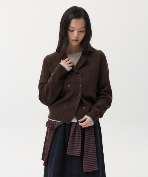 DOUBLE BUTTON CARDIGAN, BROWN