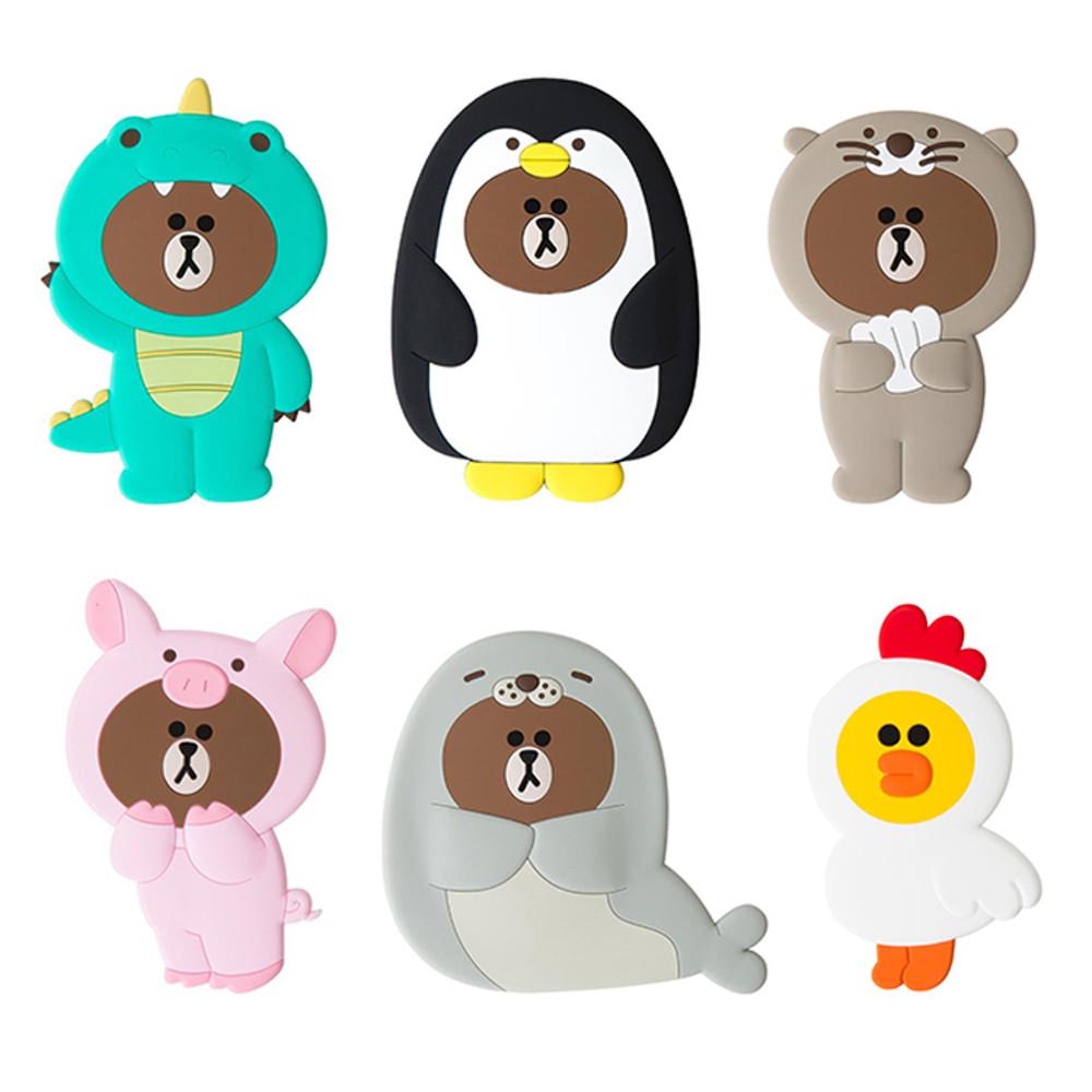 라인프렌즈 실리콘 손거울 - 6종 중 택1