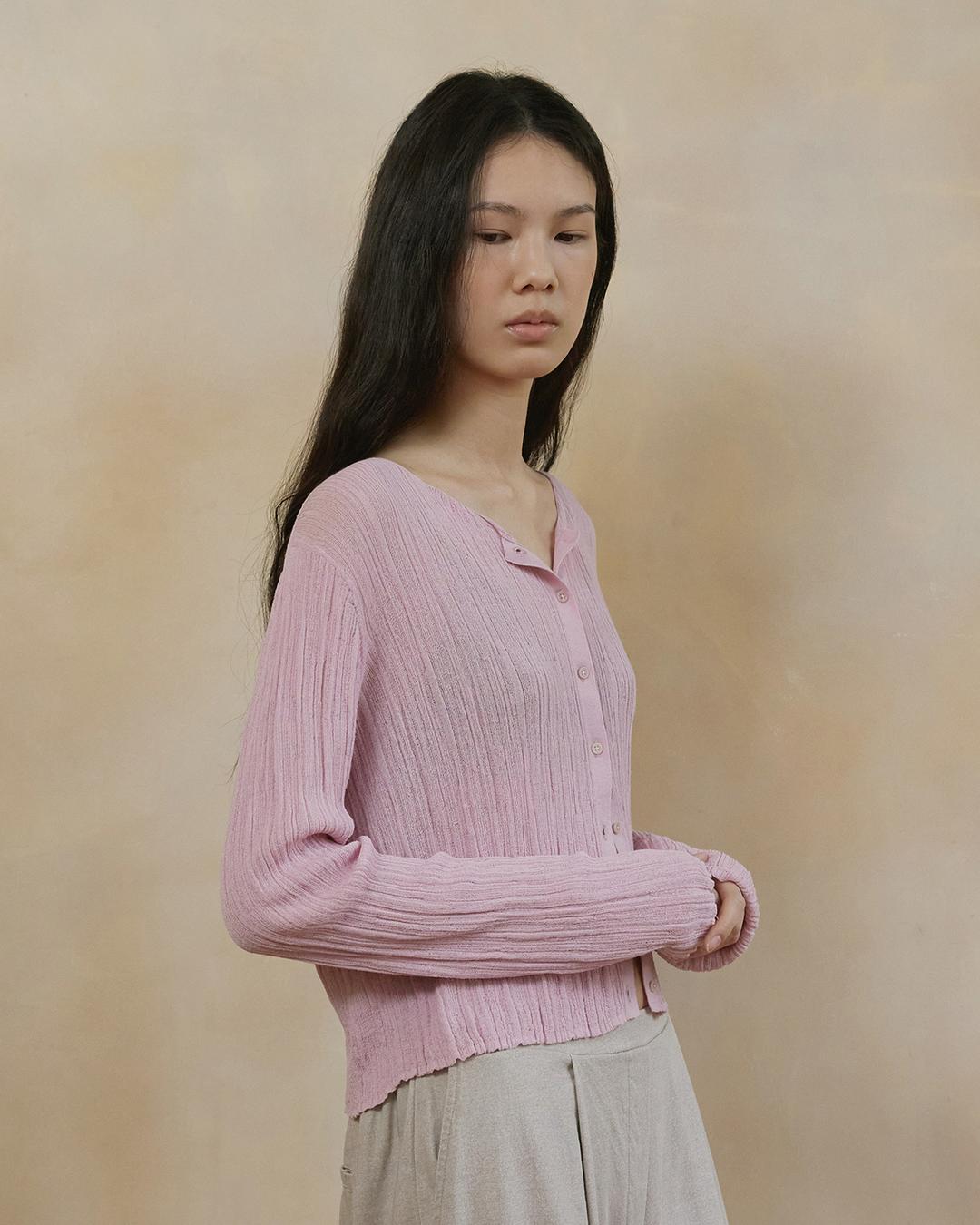 wish ribbed cardigan (pink)
