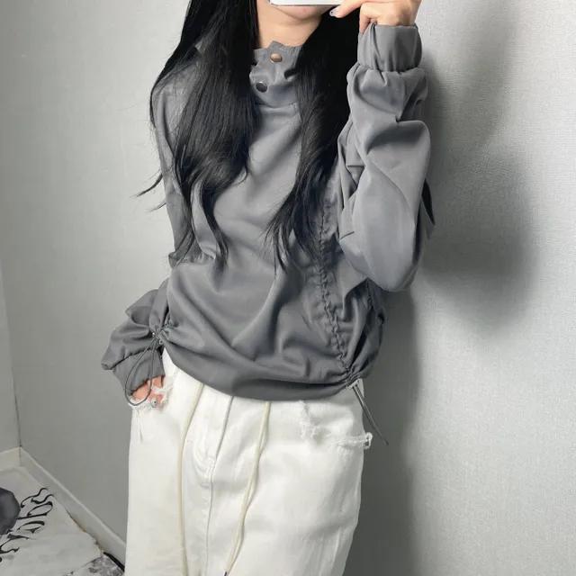 snap string shirring hood (3color)