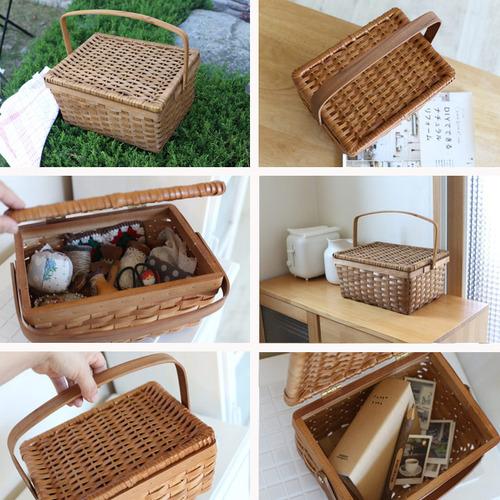 네츄럴 라탄 피크닉바구니 수납함 인테리어바스켓