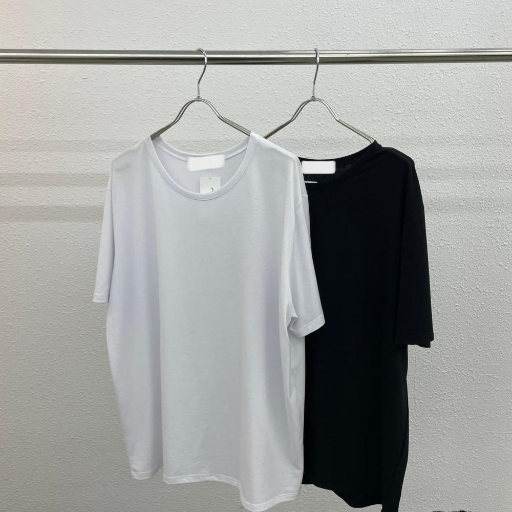 남자 오버핏 U넥 스판 반팔티 라운드  반팔 티셔츠