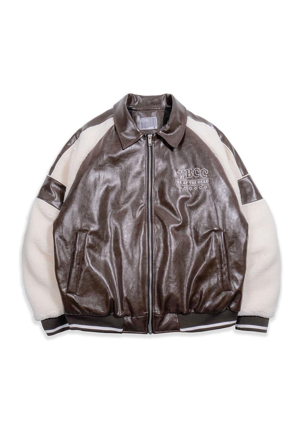 FLEECE LEATHER BLOUSON_BROWN