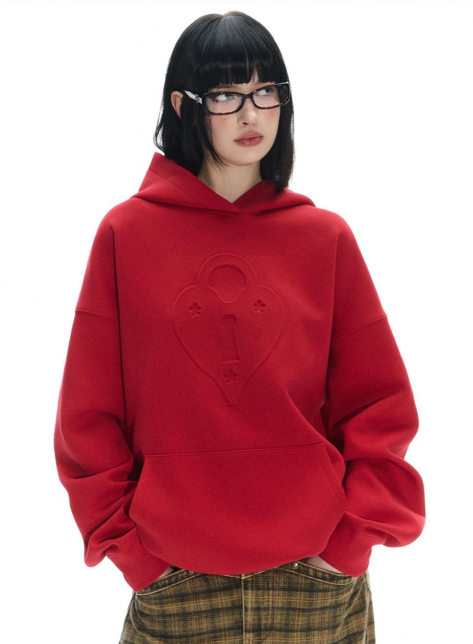 NECY STUDIO Heart Lock Hoodie Sweatshirt (3color)