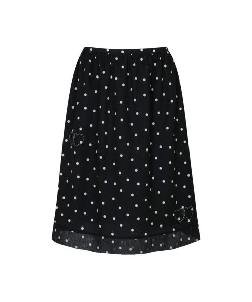 Heart Dot Midi Skirt (Black)