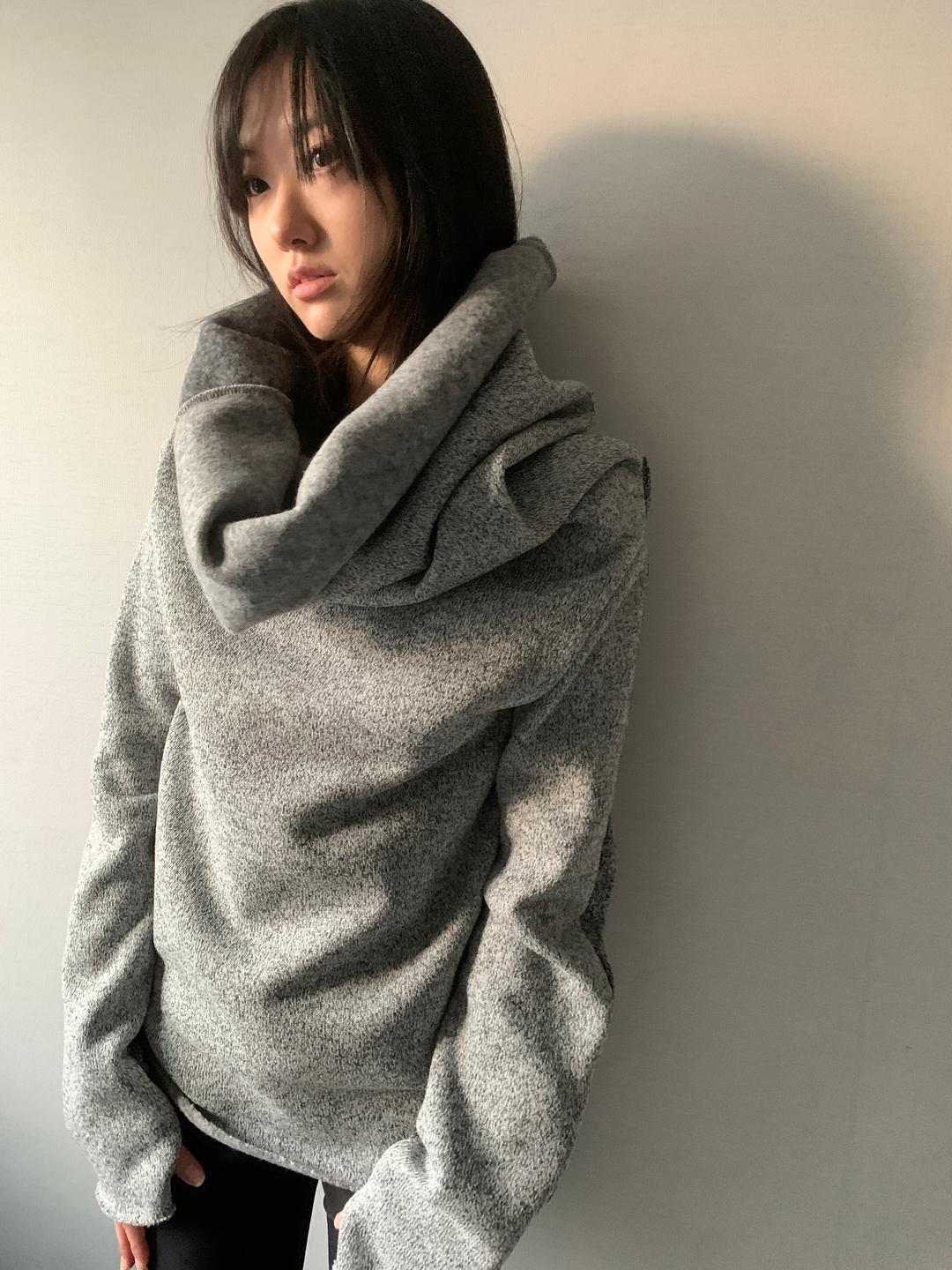 loooong neck knit top 2, gray