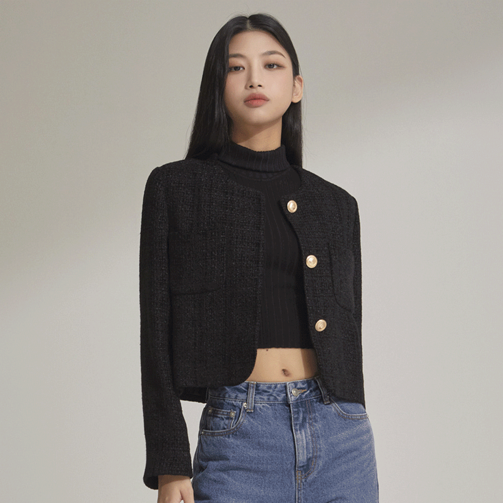 R넥 트위드 숏 자켓 MIWJKCT01G