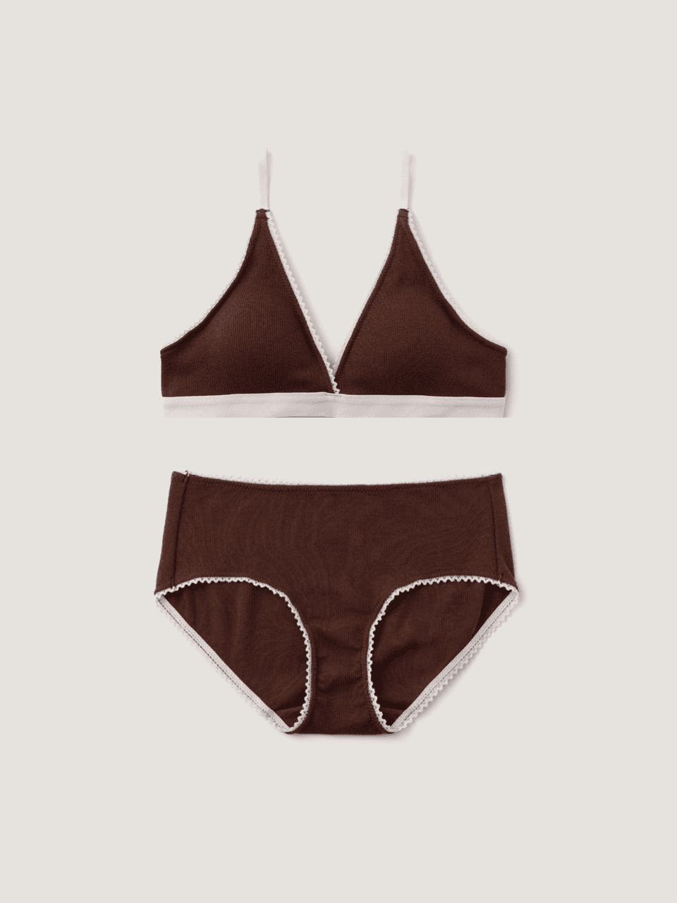 (set) Triangle ribbed modal bra & panties in acorn_삼각 리브드 모달 브라&팬티 에이콘