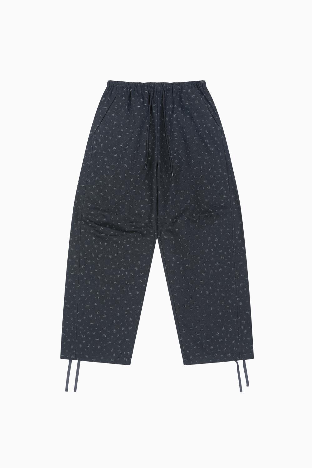 WIDE BANDING PANTS, FLORAL NAVY