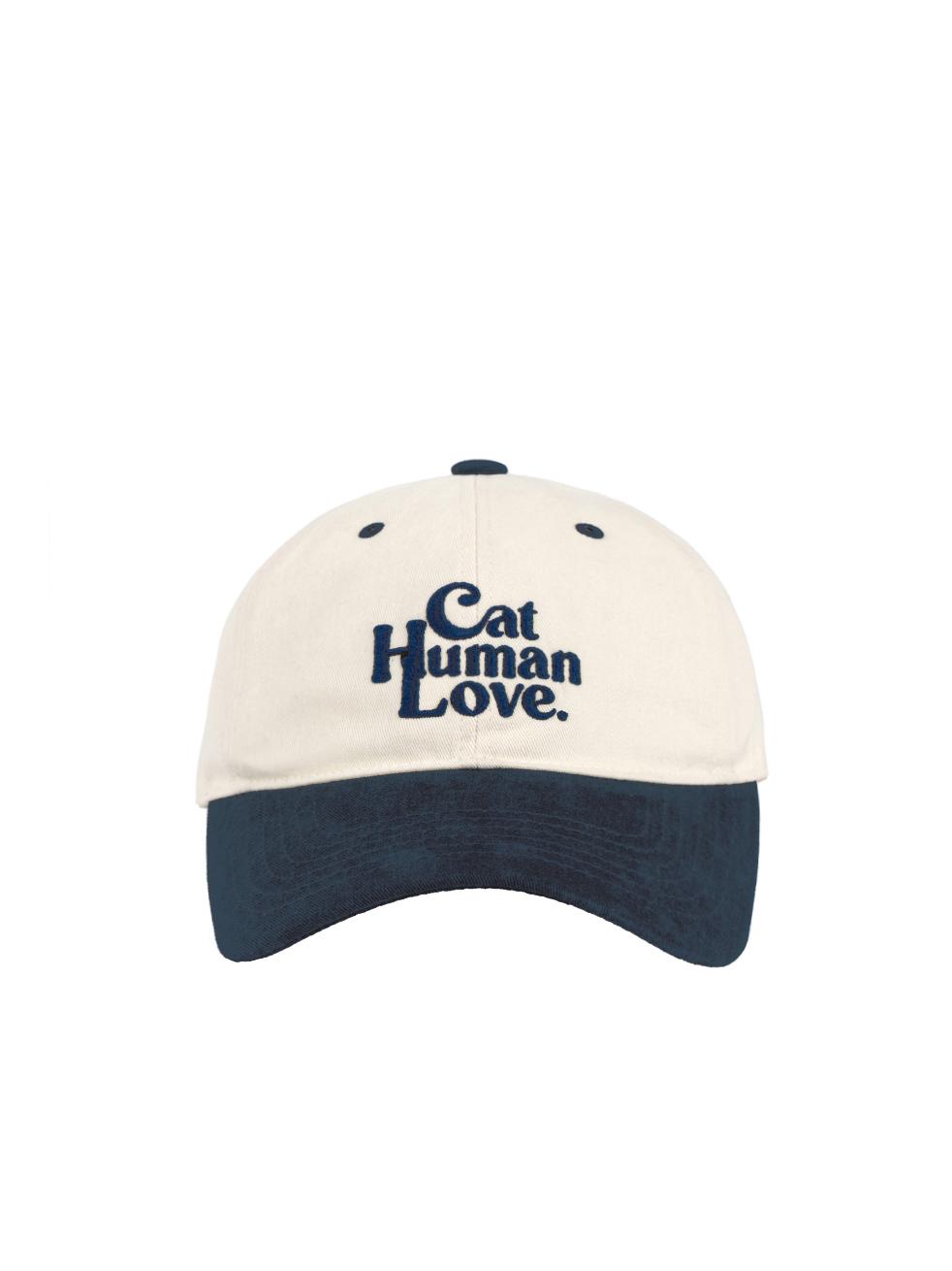 CAT HUMAN LOVE PEACH BALL CAP / NAVY