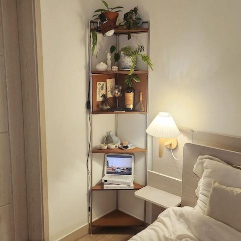 플러쉬 모듈 코너 원목 선반 2~6단 코너장