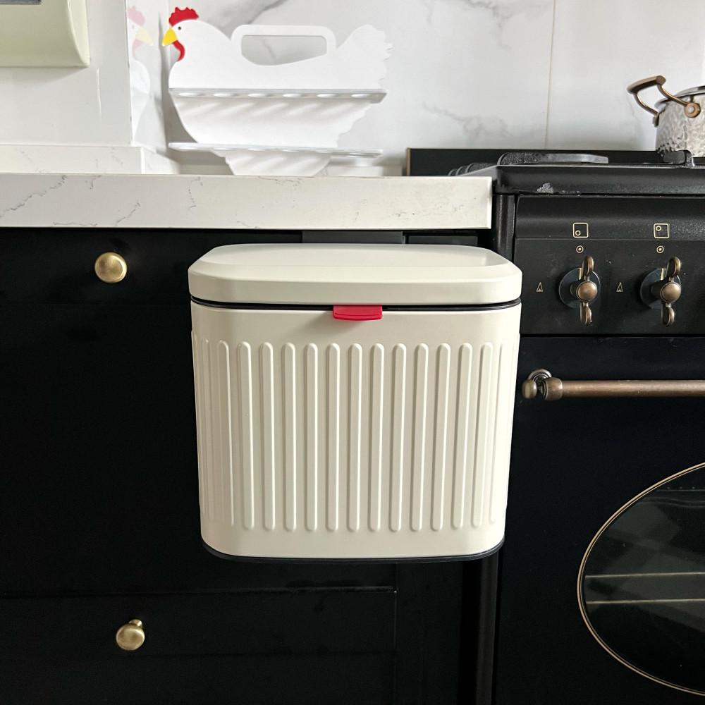 WillB 윌비 크림 레트로 키친 행잉 싱크대 걸이형 휴지통 4L, 8L