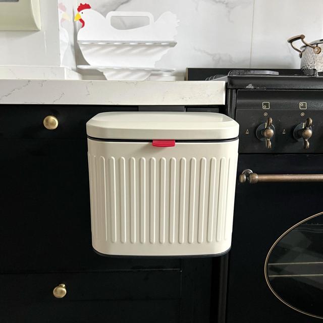 WillB 윌비 크림 레트로 키친 행잉 싱크대 걸이형 휴지통 4L, 8L