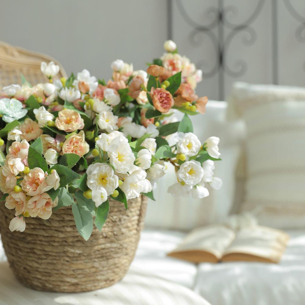 스톡 스토크 실크 플라워 인테리어 꽃병 장식 조화 아이보리