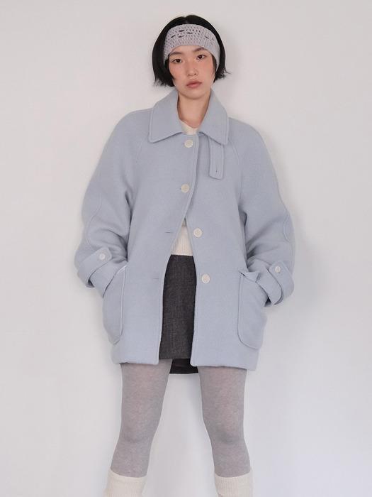 moui Classic Wool half coat (L/BLUE)