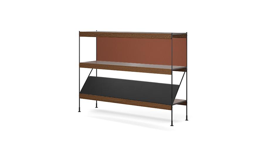 Zet Storage System제트 스토리지 시스템 H114다크 오크 /블랙 스틸brick red panel+black magazine shelf 포함(7365849+7351399+7350539)