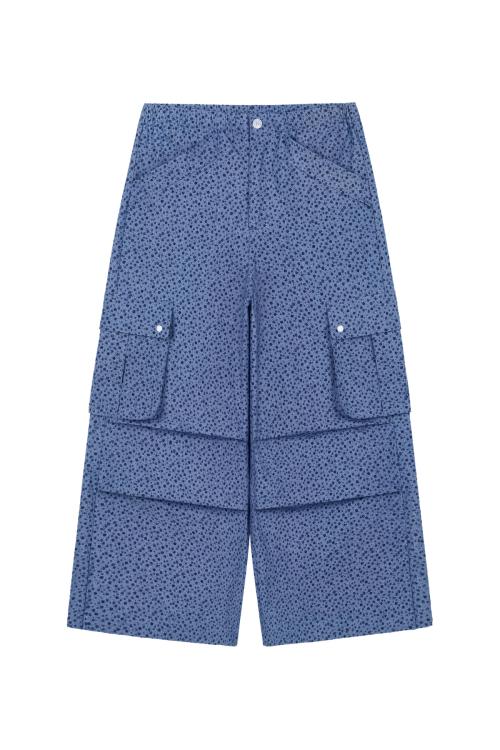 MULTI POCKET FLOWER PANTS IN BLUE