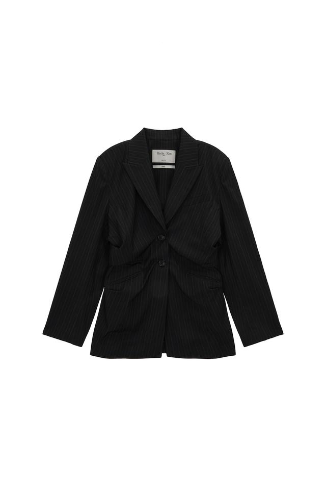 STRIPE DRAPERY BLAZER IN BLACK