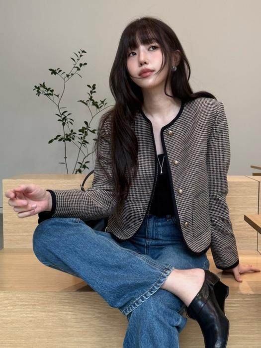 라운드넥 체크 자켓 OW5XJ8760