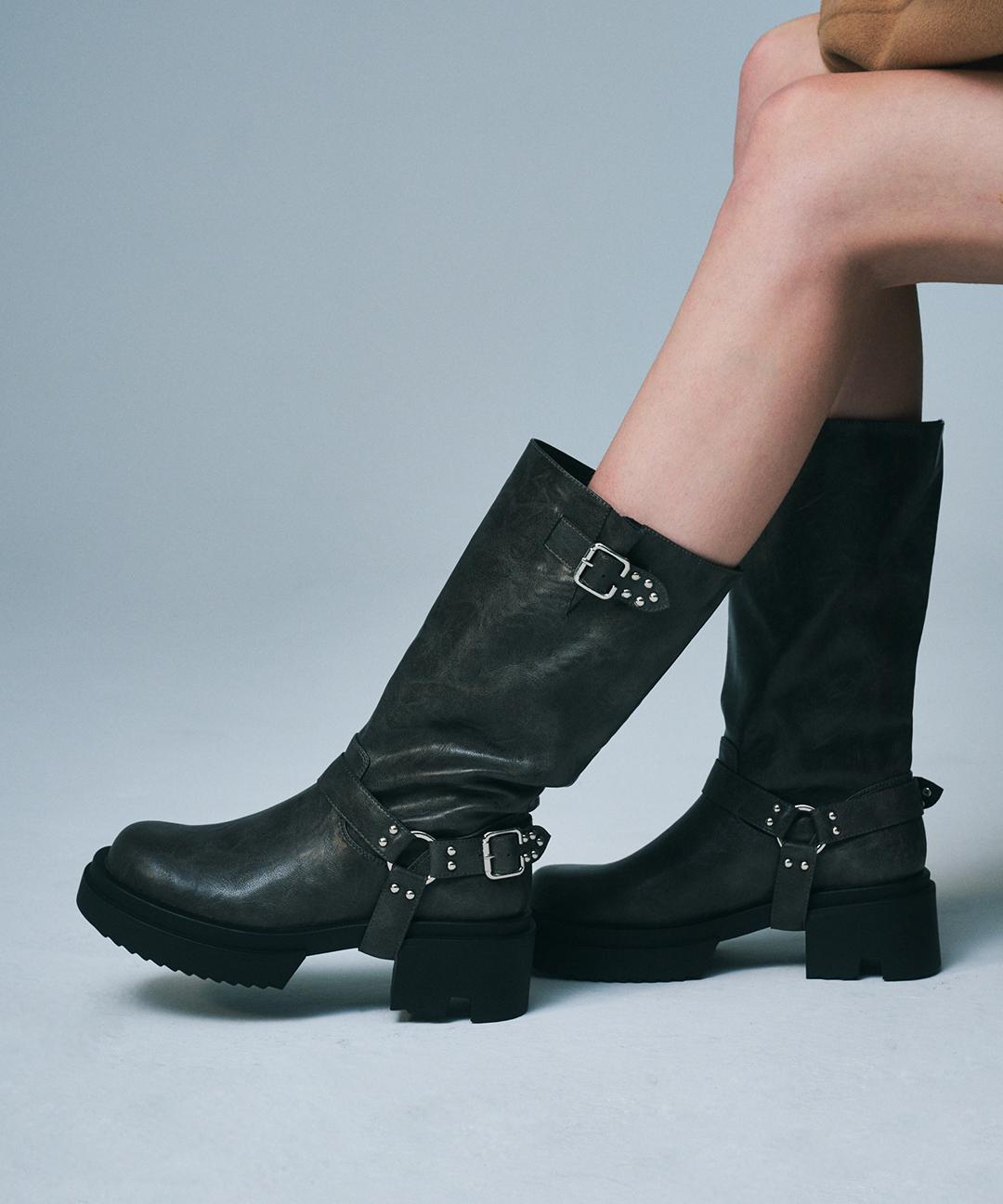 솔트앤초콜릿 라운드 토 라이더 버클부츠 412446014 (6cm/3colors)