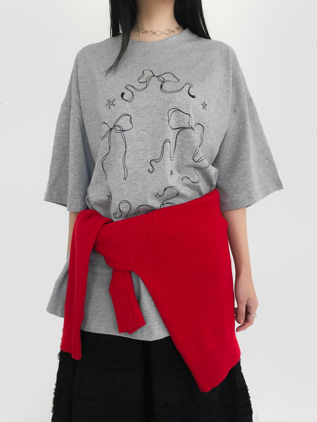 BOW COTTON BOX TEE, HEATHER GREY (2C)