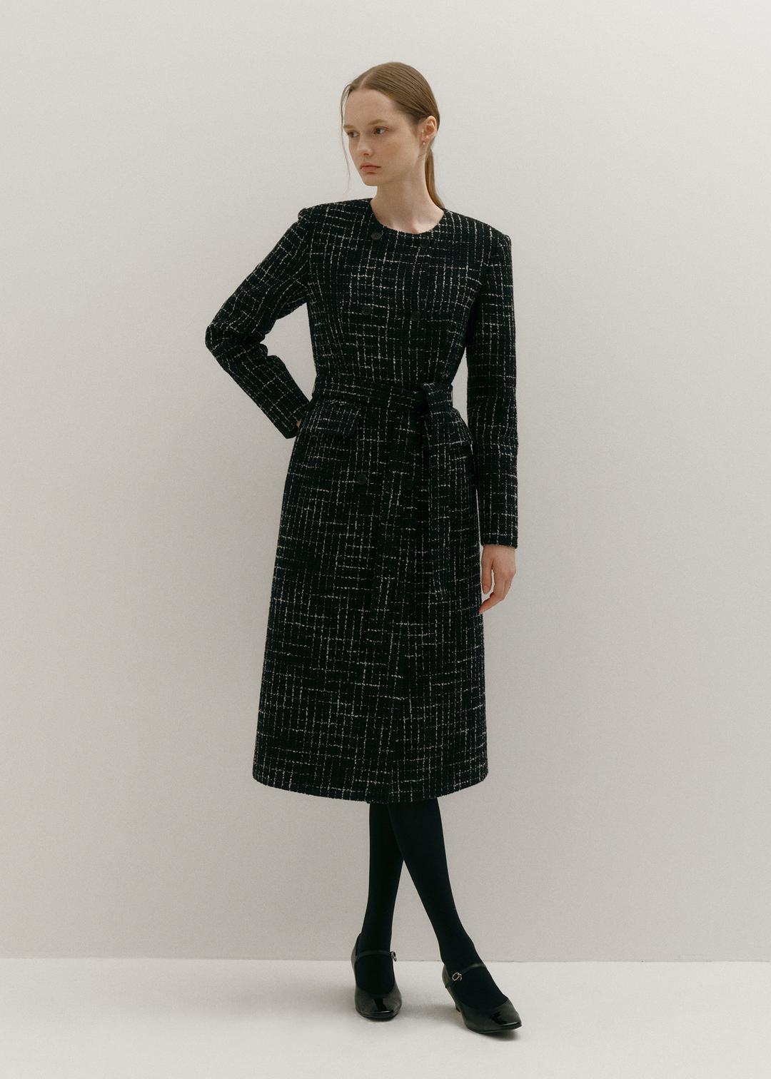 케이드 트위드 체크 코트