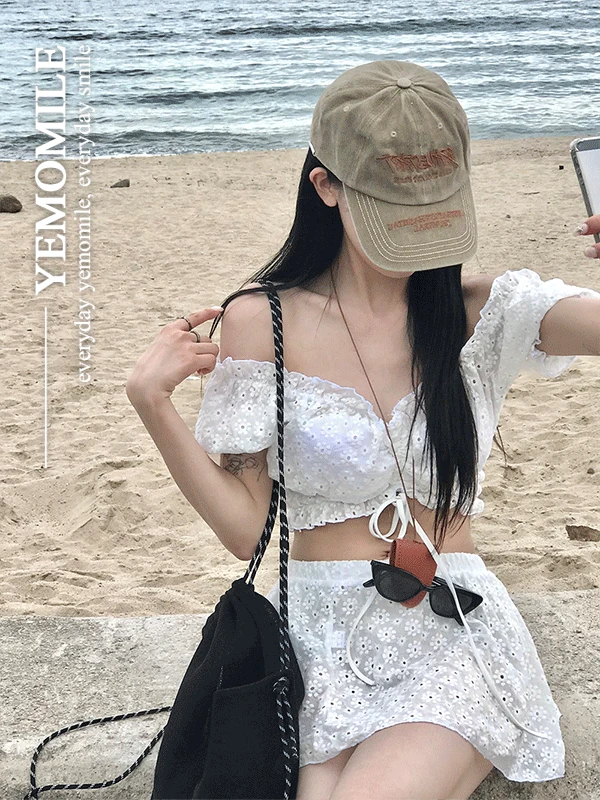 윙크 셔링 오프 수영복 세트 (3pcs)